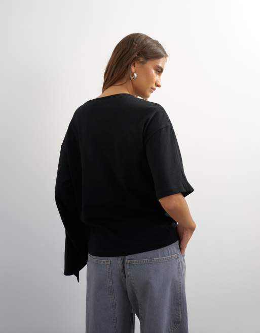 Topshop top asimétrico con volante en negro, 4 de 4