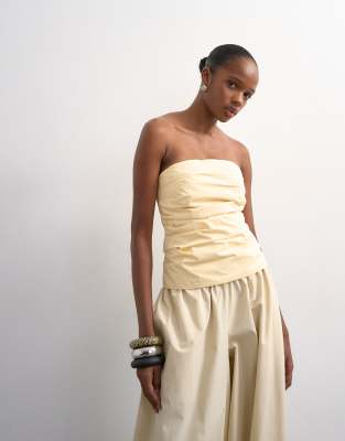 Topshop - Top bandeau froncé - Babeurre-Jaune