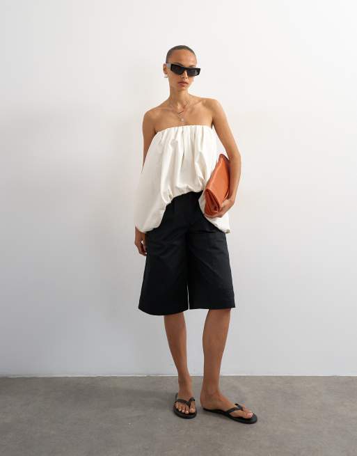Topshop - Top bandeau symétrique à ourlet boule - Écru, 4 de 4
