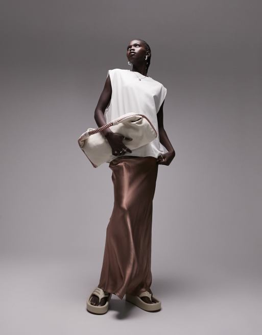 Topshop – Top bez rękawów oversize w kolorze ecru