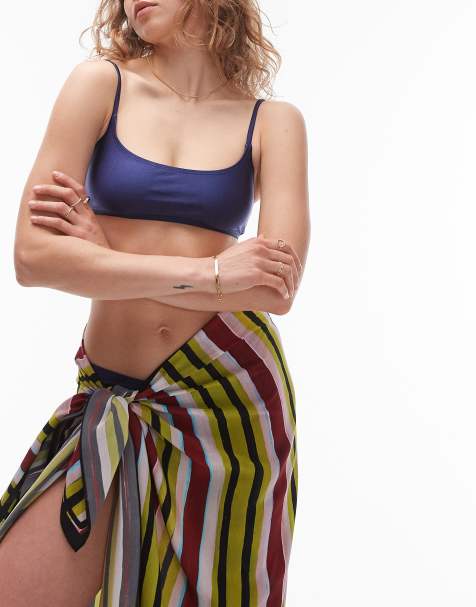Topshop - Top bikini blu passaporto con scollo rotondo - view 1