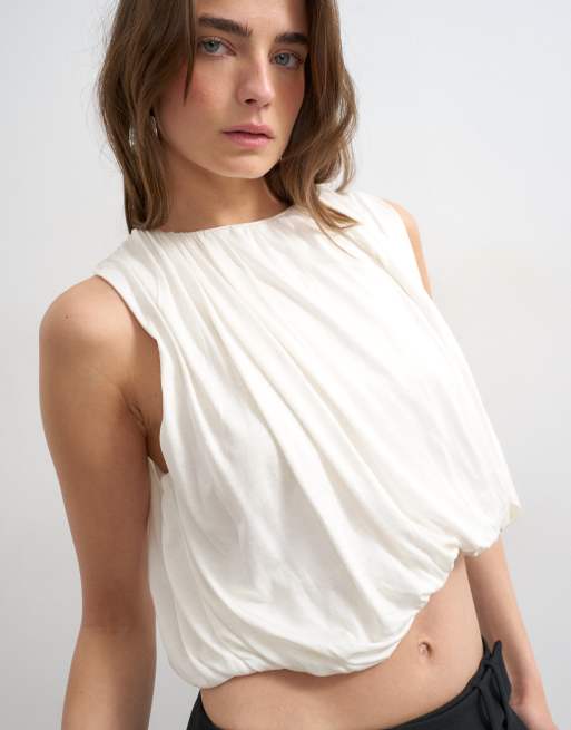 Topshop - Top bouffant effet drapé - Ivoire, 2 de 4