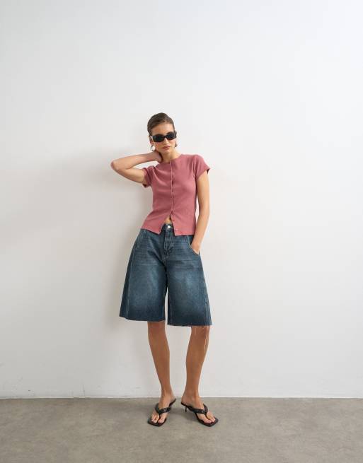 Topshop - Top boutonné à manches courtes - Framboise, 2 de 4