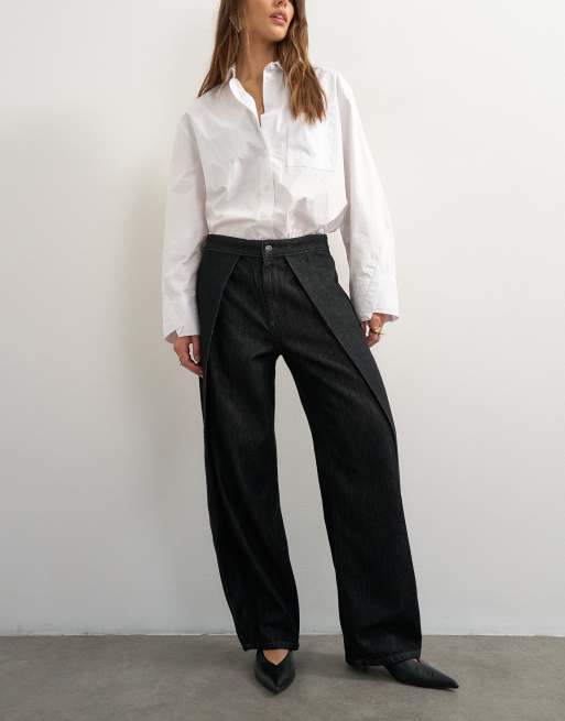 Topshop top cache-cœur jean noir délavé, 2 de 5