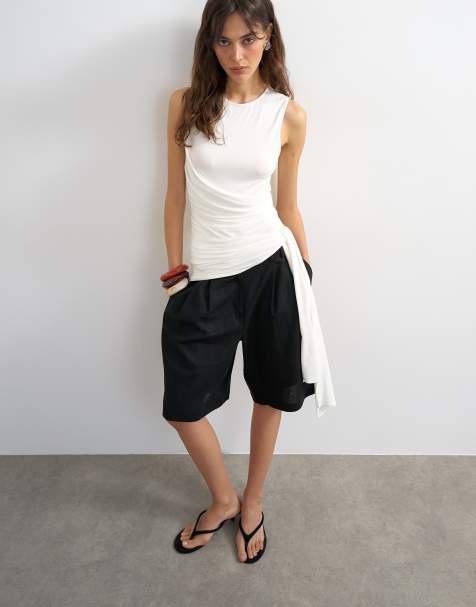 Topshop - Top color crudo sin mangas con lazada cruzada colgante - view 1