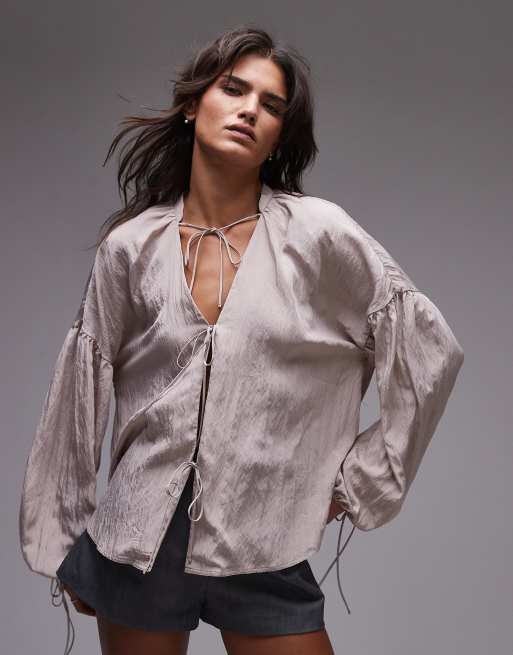 Topshop - Top color fungo con fiocco frontale