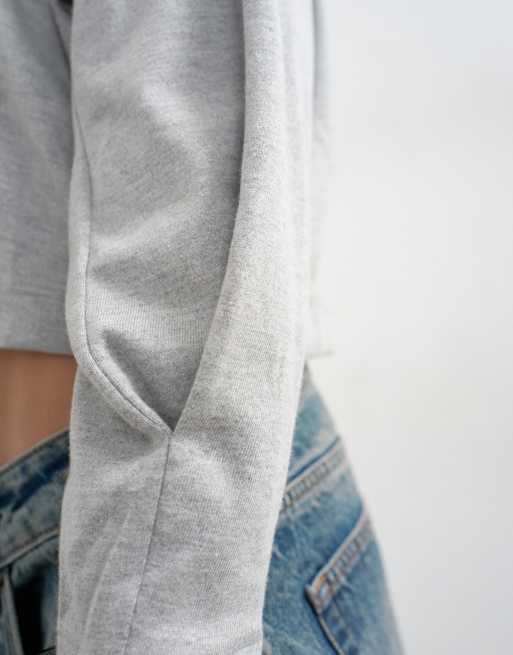 Topshop - Top con maniche raglan lunghe grigio mélange e dettaglio sui polsini, 4 di 4