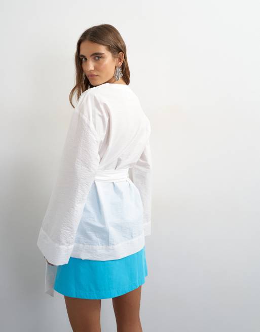 Topshop - top cruzado con detalle de lazo en blanco, 4 de 4