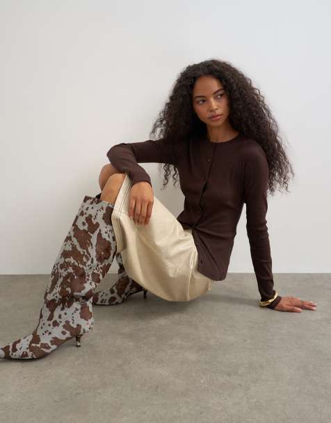 Topshop - Top de manga larga con botones en chocolate - view 1