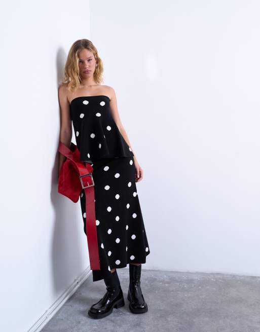 Topshop - Top d'ensemble en maille compacte à pois, 3 de 4
