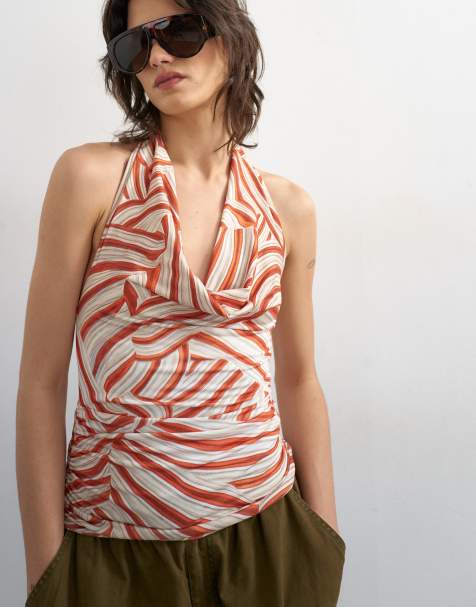 Topshop - Top dos nu imprimé à col bénitier - Multicolore - view 1