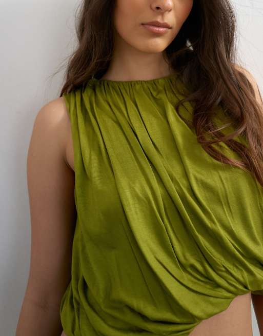 Topshop - Top drapé coupe boule - Vert, 3 de 4