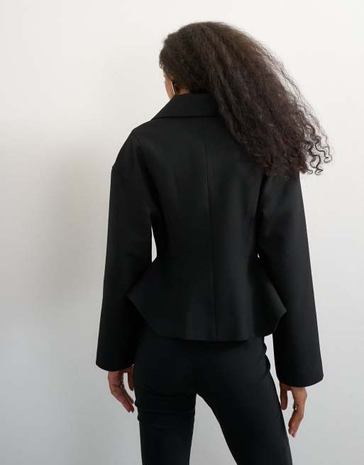 Topshop - top entallado con cremallera y sobrefalda en negro, 4 de 4