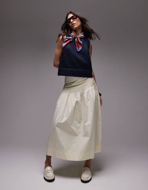 Topshop - Top in denim indaco effetto grezzo, 2 di 4