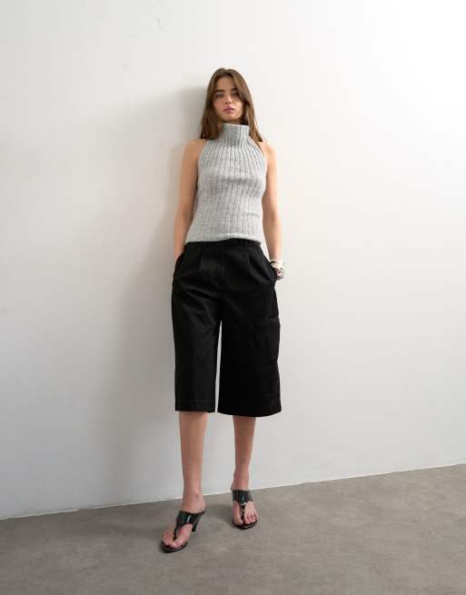 Topshop - Top in maglia grigio con scollo drappeggiato e schiena scoperta, 4 di 4