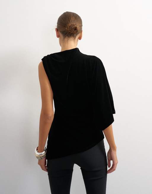 Topshop top in velluto nero con nodo, 4 di 4