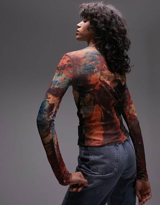   Topshop - Top manches longues avec imprimé National Gallery Adolphe Monticelli sous licence - Multicolore, 4 de 4