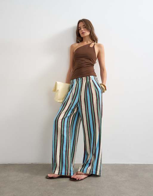Topshop - Top marrón chocolate asimétrico con tirante con cuentas, 3 de 4
