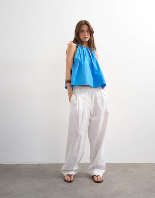 Topshop - Top met A-lijn en gestrikte achterkant in blauw, 3 van 4