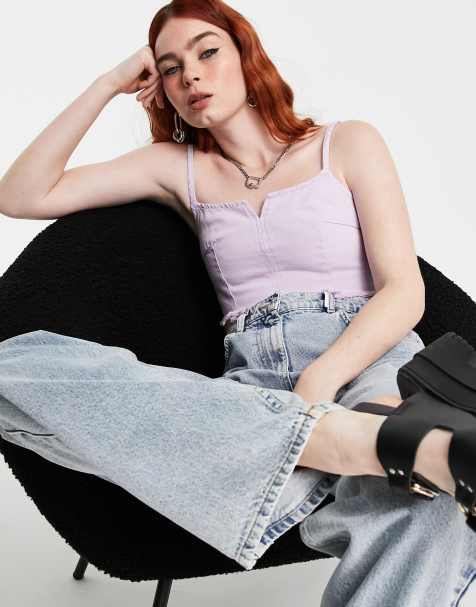 Topshop - Top met inkeping in lila met wassing - view 1