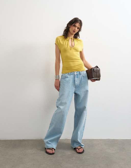 Topshop - Top met keyhole-detail in okergeel, 3 van 4