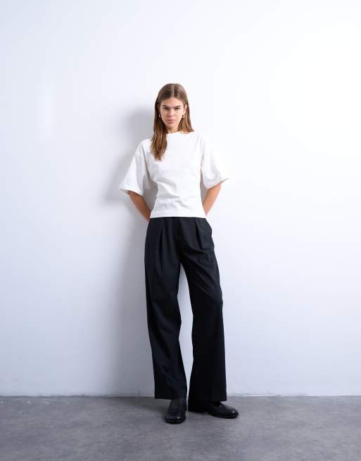 Topshop - Top met structuur en taillering aan de achterkant in ivoorwit, 2 van 4