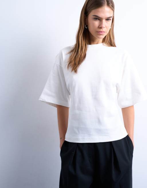 Topshop - Top met structuur en taillering aan de achterkant in ivoorwit, 4 van 4