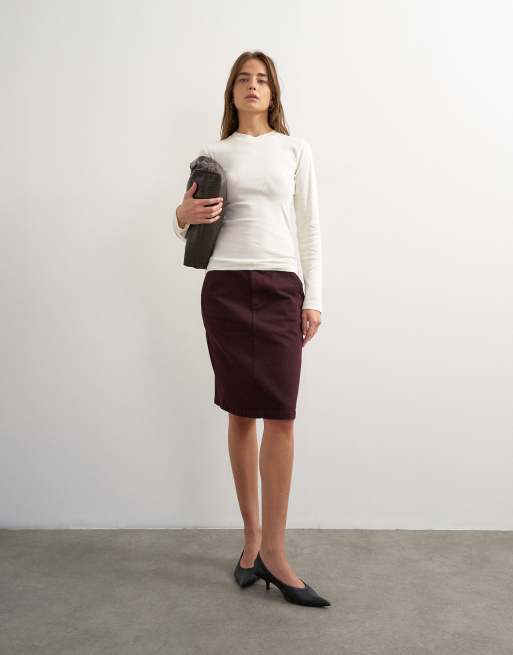 Topshop top micro con maniche lunghe e scollo a V in ecru, 2 di 4