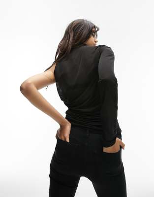 Top monospalla accollato nero - Topshop T-shirt donna  - immagine3