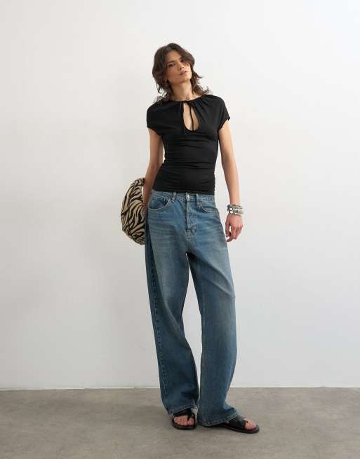 Topshop - Top negro con detalle de abertura, 2 de 4