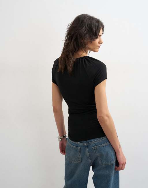Topshop - Top negro con detalle de abertura, 4 de 4