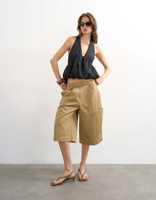 Topshop - Top nero allacciato al collo con fondo a palloncino, 4 di 4