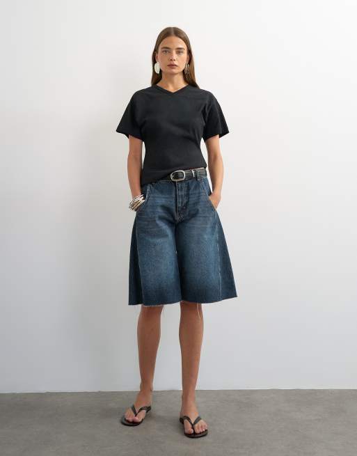 Topshop - Top nero stretto in vita con scollo a V, 4 di 4