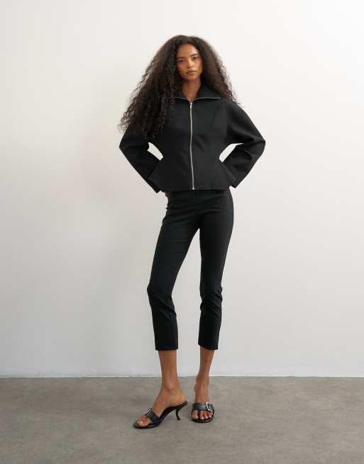 Topshop top péplum ajusté zippé noir, 2 de 4