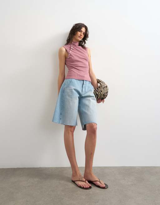 Topshop - Top sans manches à boutonnage asymétrique - Mauve, 2 de 4