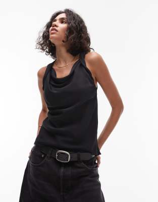 Topshop - Top sans manches à bretelles torsadées - Noir