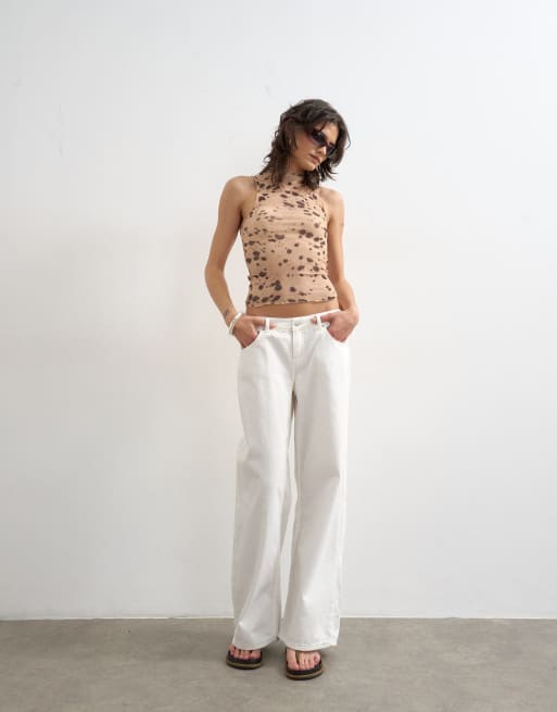 Topshop - Top sans manches à col montant en tulle imprimé daim, 3 de 4