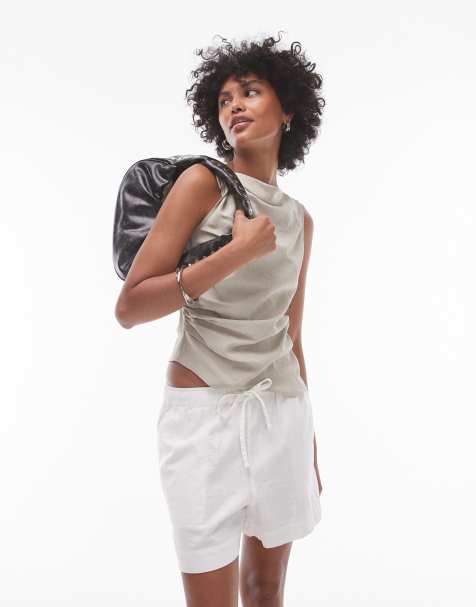 Topshop - Top sans manches noué sur le côté - Kaki - view 1