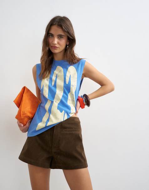 Topshop - Top senza maniche blu con scritta 123 - view 1
