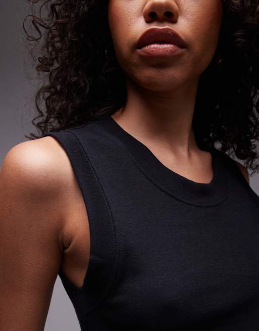Topshop - Top senza maniche nero con scollo rotondo, 4 di 4