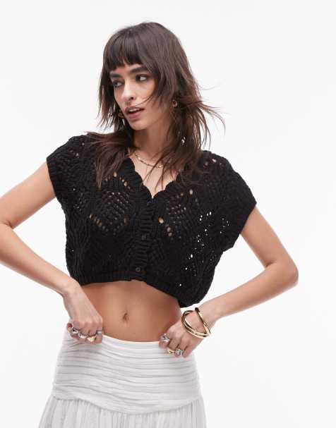Topshop - Top senza maniche nero in maglia con cuciture - view 1
