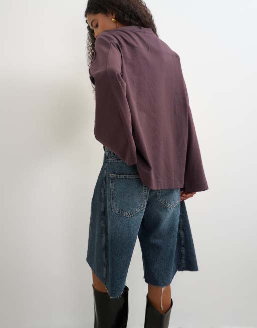 Topshop - top skater de manga larga con costuras en chocolate, 4 de 4