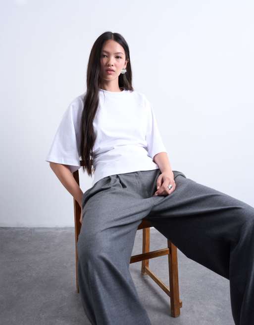 Topshop - Top stretto in vita color avorio con maniche raglan