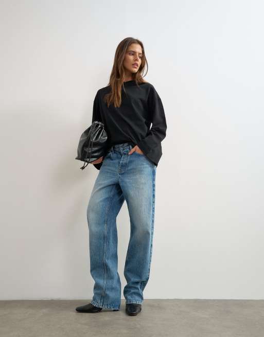 Topshop top style patineur à col V et manches longues noir, 2 de 8
