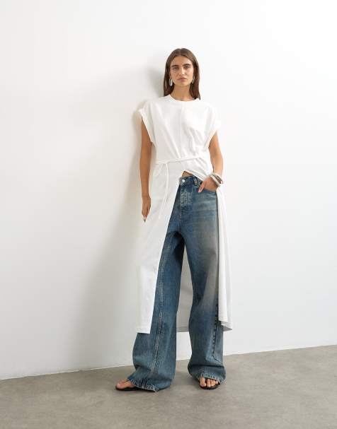 Topshop - Top taglio lungo bianco con dettaglio attorcigliato - view 1