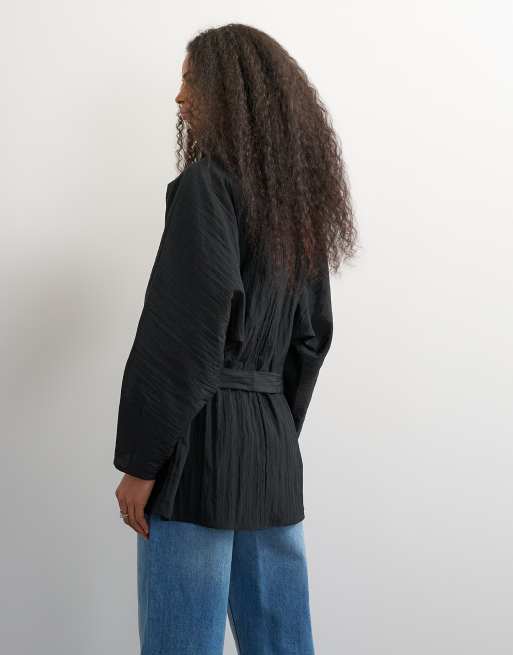 Topshop top tunica con collo a imbuto e vita annodata nero, 4 di 4