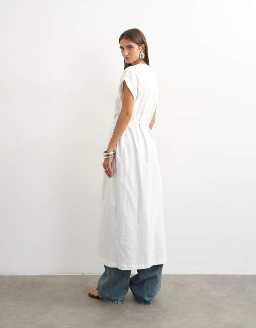 Topshop - top túnica largo con detalle retorcido en blanco, 2 de 4