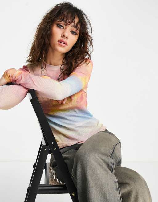 Topshop - Top van mesh met zonsondergangprint in multi