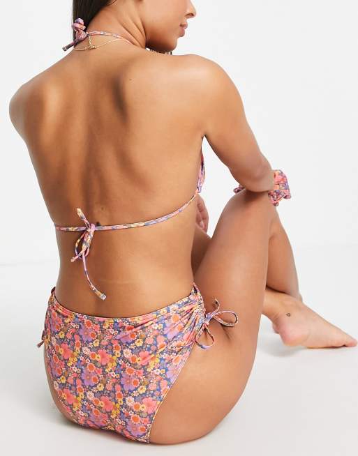 Topshop topes de bikini con volantes y flores, con coletero a juego - MULTI, 2 de 4