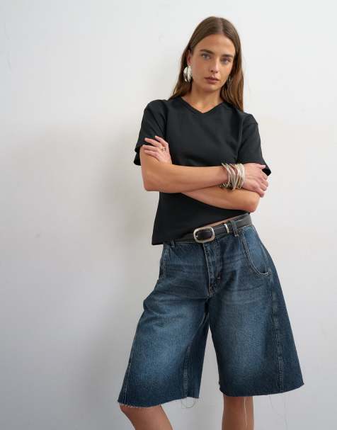 Topshop topp med v-ringning och markerad midja i svart - view 1